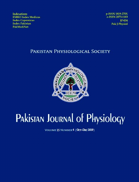 					View Vol. 15 No. 4 (2019): Pakistan Journal of Physiology
				