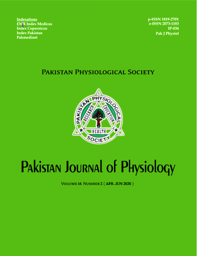 					View Vol. 16 No. 2 (2020): Pakistan Journal of Physiology
				