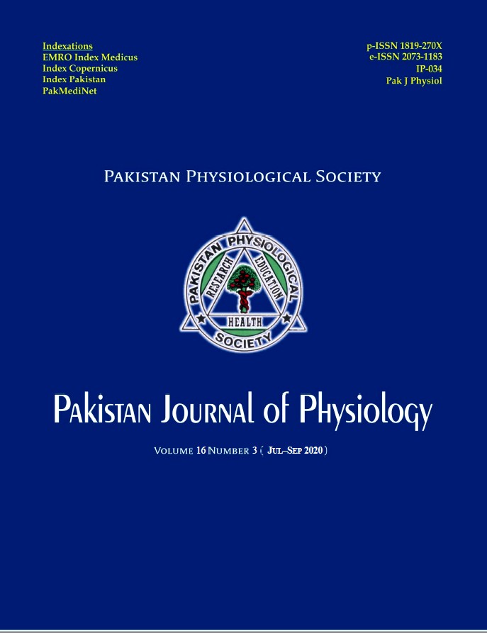 					View Vol. 16 No. 3 (2020): Pakistan Journal of Physiology
				