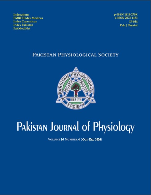 					View Vol. 16 No. 4 (2020): Pakistan Journal of Physiology
				