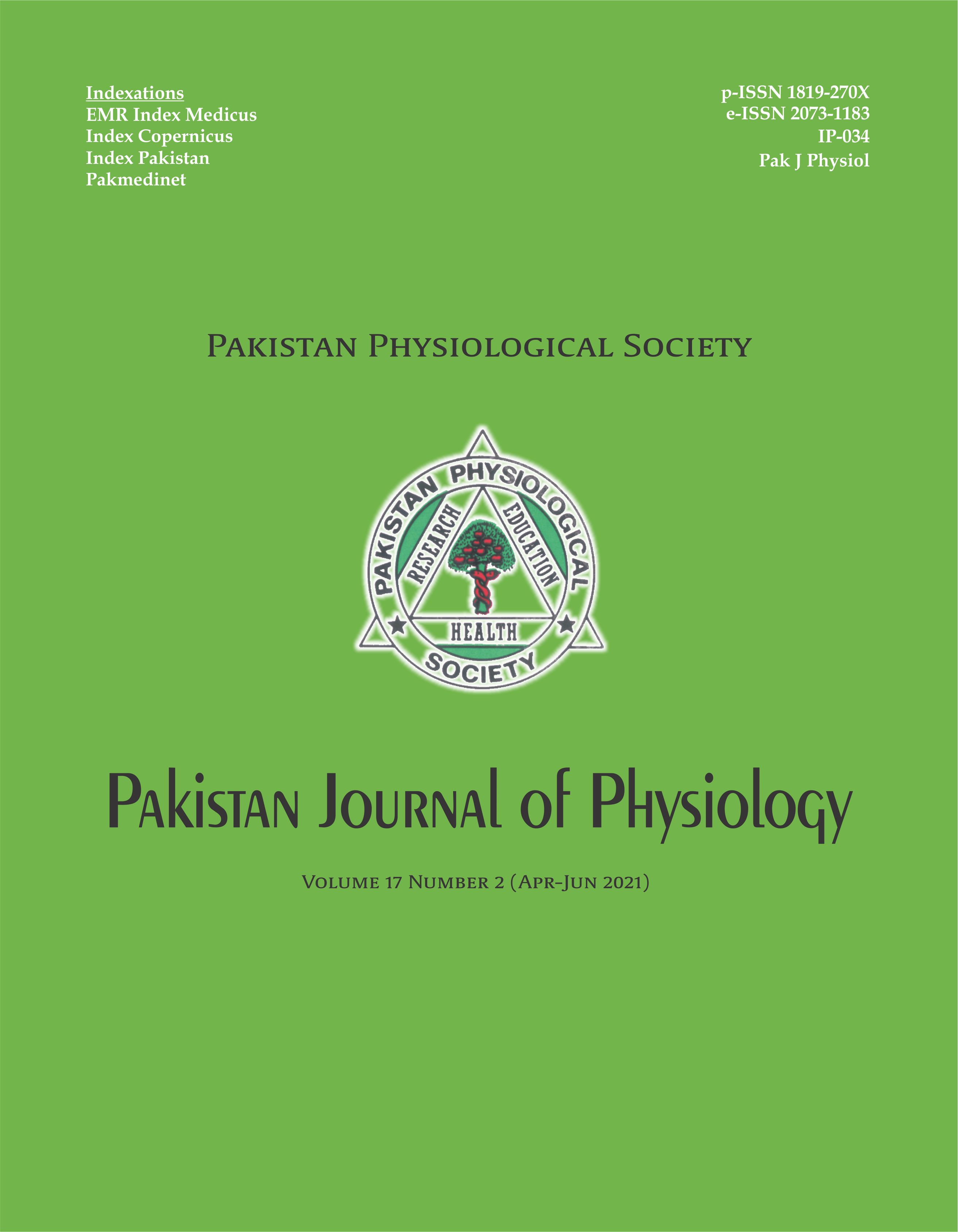 					View Vol. 17 No. 2 (2021): Pakistan Journal of Physiology
				
