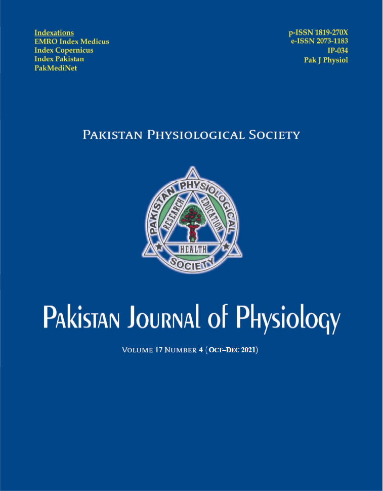 					View Vol. 17 No. 4 (2021): Pakistan Journal of Physiology
				