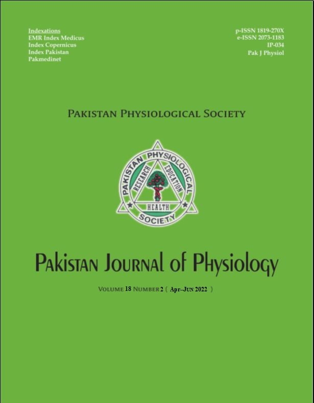 					View Vol. 18 No. 2 (2022): Pakistan Journal of Physiology
				