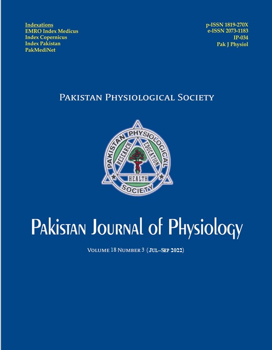 					View Vol. 18 No. 3 (2022): Pakistan Journal of Physiology
				
