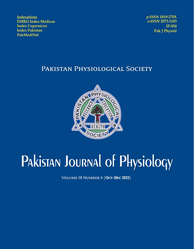 					View Vol. 18 No. 4 (2022): Pakistan Journal of Physiology
				