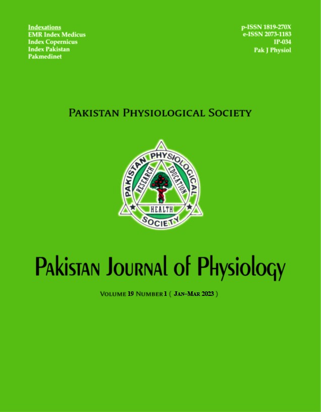 					View Vol. 19 No. 1 (2023): Pakistan Journal of Physiology
				