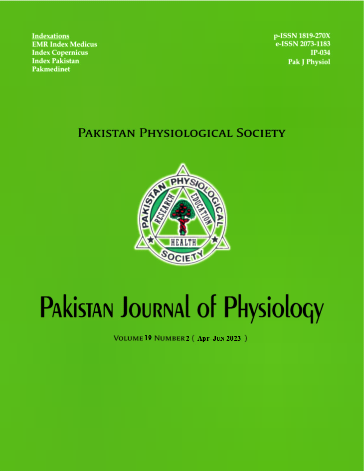 					View Vol. 19 No. 2 (2023): Pakistan Journal of Physiology
				