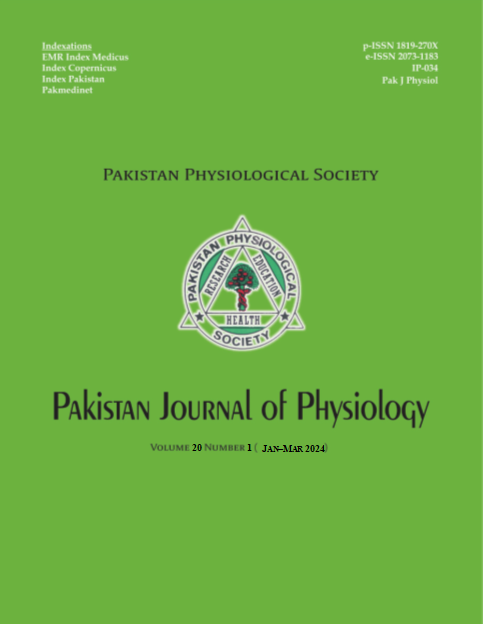 					View Vol. 20 No. 1 (2024): Pakistan Journal of Physiology
				