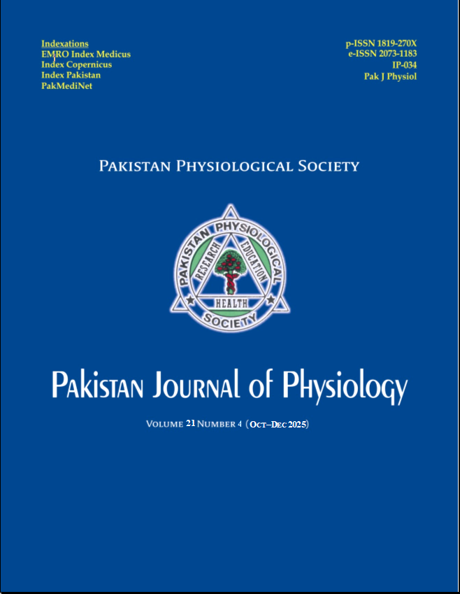 					View Vol. 21 No. 4 (2025): Pakistan Journal of Physiology
				