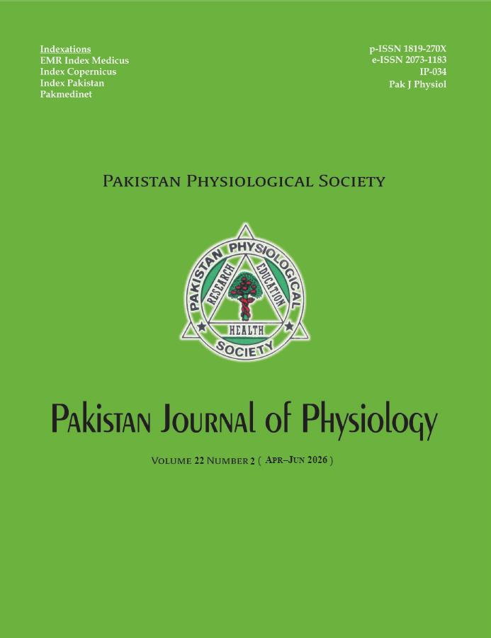 					View Vol. 22 No. 2 (2026): Pakistan Journal of Physiology
				