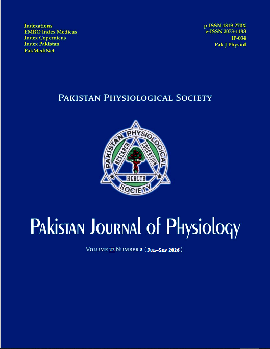 					View Vol. 22 No. 3 (2026): Pakistan Journal of Physiology
				